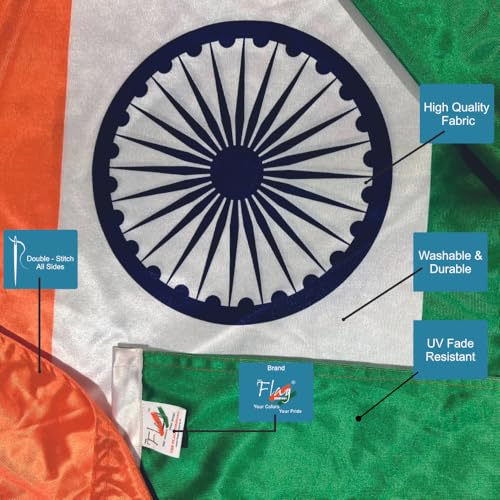 Image of The Flag Company Indian National Flag 3ft x 4.5ft (36 x 54 Inches) | Premium Polyester Fabric | Indoor & Outdoor Use | Fade Resistant Tiranga Flag for Home, Office, School, Events & Celebrations