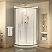 DreamLine Prime 38 in. x 76 3/4 in. Semi-Frameless Frosted Glass Sliding Shower Enclosure in Chrome with White Base and Backwalls, DL-6154-01FR
