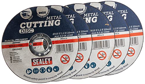 Sealey PTC/115CET5 Cutting Disc Ø115 x 1.2mm 22mm Bore Pack of 5