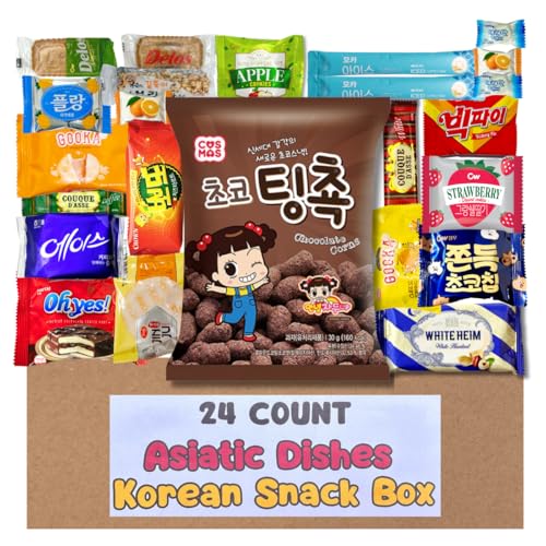 Snaxie Yum - Korean Assortment Snack Box, 24 Count Variety Pack with Cookies, Crackers, Coffee Mix,...