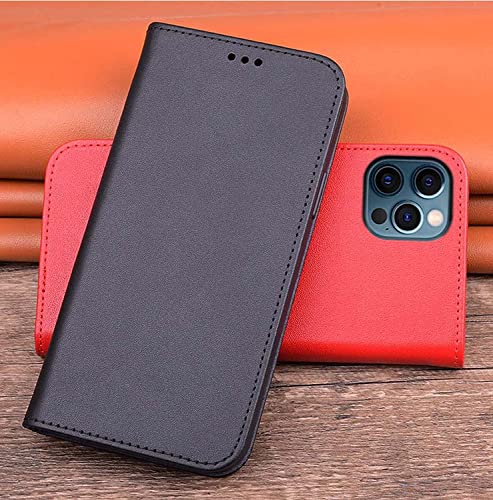 Étui à clapet iPhone 13 Pro résistant aux chocs et rayures en cuir noir