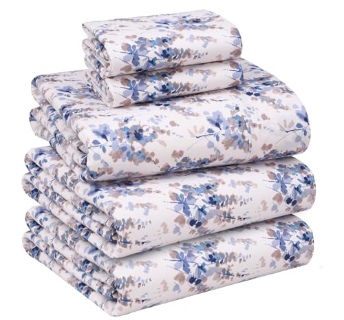 Image of RUVANTI 100% Cotton Percale Sheets Split King Size, Maple | Crisp Cooling, Deep Pocket 16 inch, Soft Breathable & Durable, Hotel-Style, 5 Piece Set