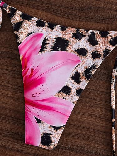 Image of Tainehs Women's Sexy Halter Thong Bikini Tie Two Sides Bottom Triangle Bikini Swimsuits