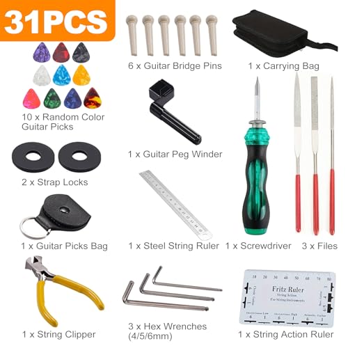 31-Piece Guitar Maintenance Tool Kit with Carrying Bag - Image 2