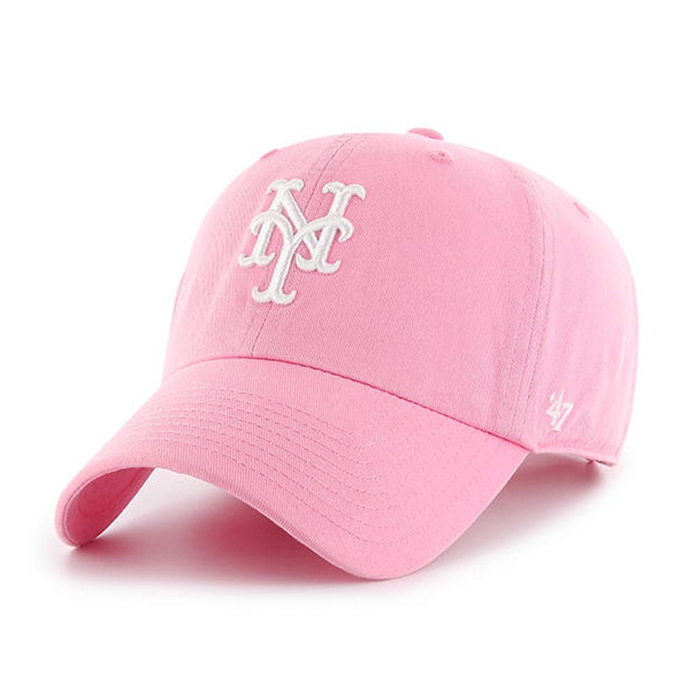 4747 York Mets Clean Up Hat Cap Rose Pink/White