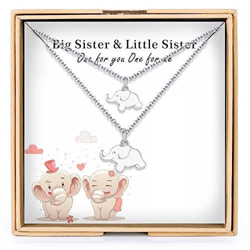 Charmire Big Sister Little Sister Gifts 925 Sterling Silver Elephant Necklace Set For Sister (Sisters-1) #TOP7