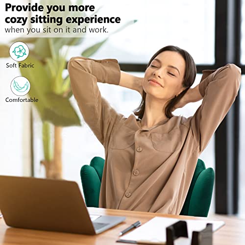 Home Office Desk Chair, Adjustable Swivel Mid Back Office Chair Velvet Upholstered Vanity Chair Cute Chair With Wheels Modern Accent Chairs For Bedroom, Living Room, Vanity Room (Green) #TOP4