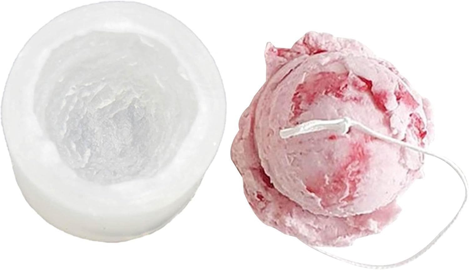 Silicone Ice Cream Ball Shape Mould for Making Scented Candle WaxMelts Aromatherapy Resin Art Crafts Icecream Scoop Mold Soap Bombs Chocolate Strawberry Icecream Cake Dessert Decor Candle Molds-image-3