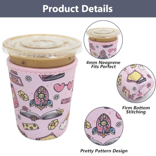 Image of 3 Pack Reusable Iced Coffee Sleeves - Xumbtvs Insulator Sleeve for Cold Beverages, Neoprene Coffee Cup Holder (Pink Patterns)