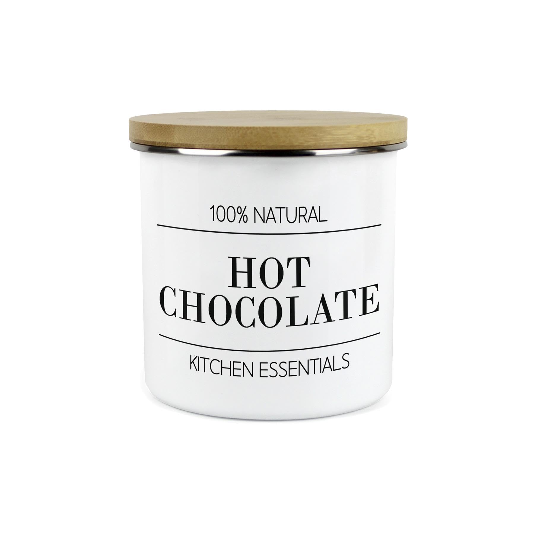 Purely Home Minimalist Kitchen Essentials Hot Chocolate Storage Canister - Modern Black & White Decor - 1.2L Enamel Hot Drinks/Food Storage Container