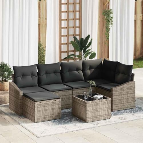 Table de jardin 7 pcs Solivagant gris clair avec 6 fauteuils - 2