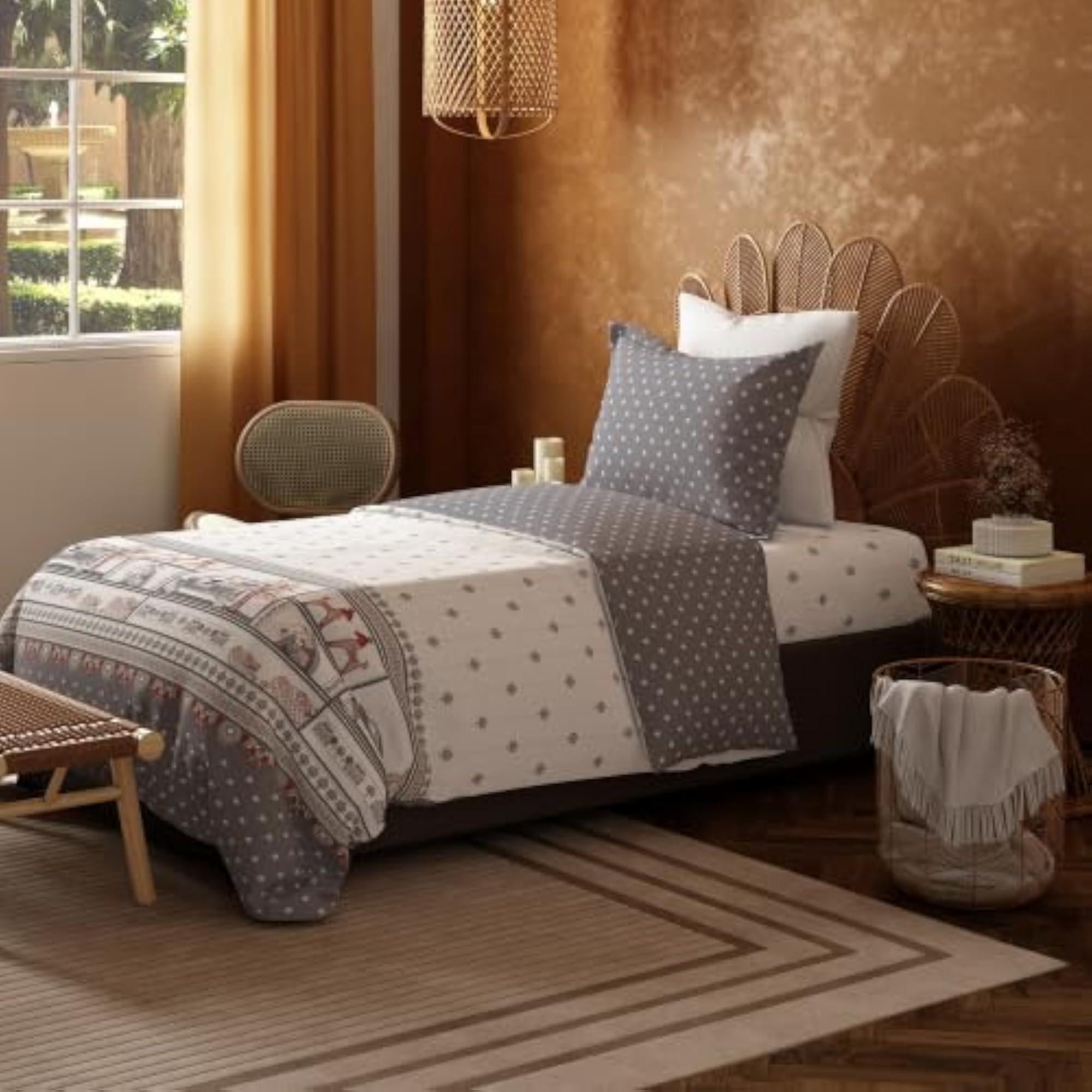 Bedsheet for Single Bed, 100% Cotton Flatsheet with Pillow Cover