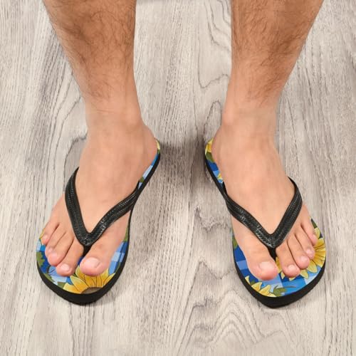 Women Beach Summer Casual Flip Flop Sunflower Blue StripeQuick Dry Sandals Slipper for Men 214B31114