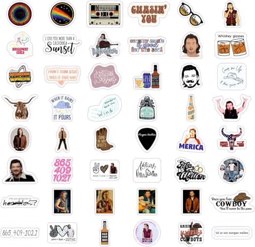 BulbaCraft 100Pcs Country Singer Stickers - Country Music Merch, Waterproof Music Stickers for Phone Cases and Laptops, Guitar Decals, Gifts for Women & Men