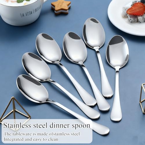 Berglander Dinner Spoons Set 24pcs, 18.7cm Food Grade Stainless Steel Silverware Soup Spoon Tablespoon for Home, Kitchen or Restaurant Mirror Polished, Dishwasher Safe - Image 4