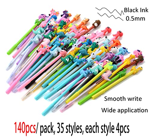 140 bolígrafos de gel estampado animal negro 0.5 mm miniatura 6