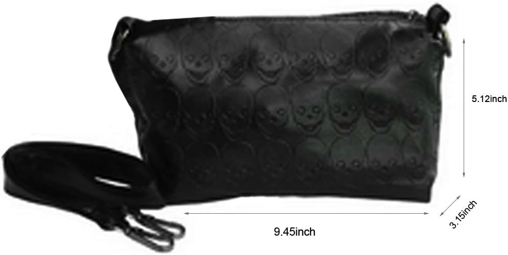 Womens Skull Print PU Leather Hobo Tote Shoulder Bag Package Handbag with Gift - Image 4