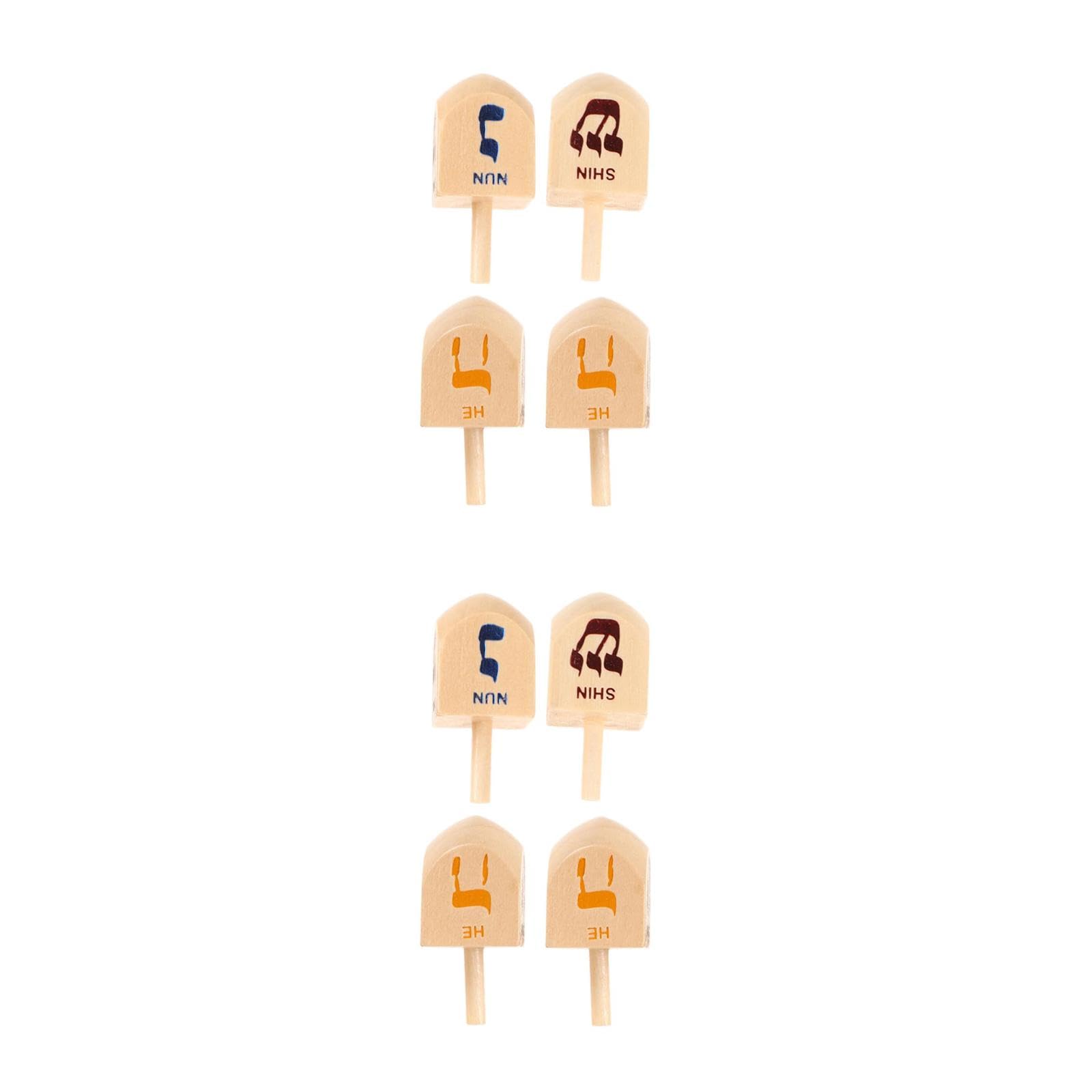 LOGOFUN 8 PCS Hanukkah Wooden Dreidel Hanukkah Wood Spinning Top with Hebrew Letters for Hanukkah Party DIY Projects Crafts