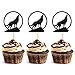 Unimall Global 24 Stück Wolf Silhouette Cupcake Toppers Schwarz Glitter Wolf Howling Kuchen Dekorationen für Themenparty Geburtstagsfeier Hochzeitsfeier