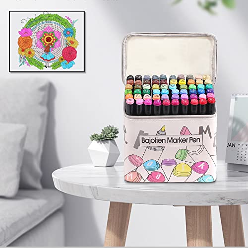 Bajotien 60 Colors Alcohol Markers Set, Dual Tip Art Markers Permanent Alcohol Based Markers For Adult Coloring Books,Fine & Chisel Tip Markers For Kids Drawing Sketching Illustration Card Making… #TOP3