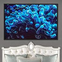 Framed Canvas Wall Art Deep Under Group Jellyfish Marine Life Multicolor Photography Realism Tropical Ultra Whimsical - 16x24 inches