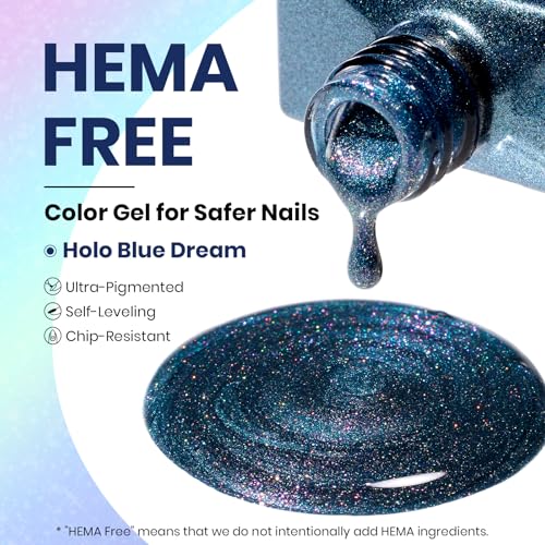 Image of Beetles Cat Eye Gel Nail Polish - 15ML Full Size 9D Cat Eye Chameleon Blue Glitter Gel Polish Magnetic Shimmer Effect Soak Off UV DIY Holo Blue Dream Manicure Gift for Women