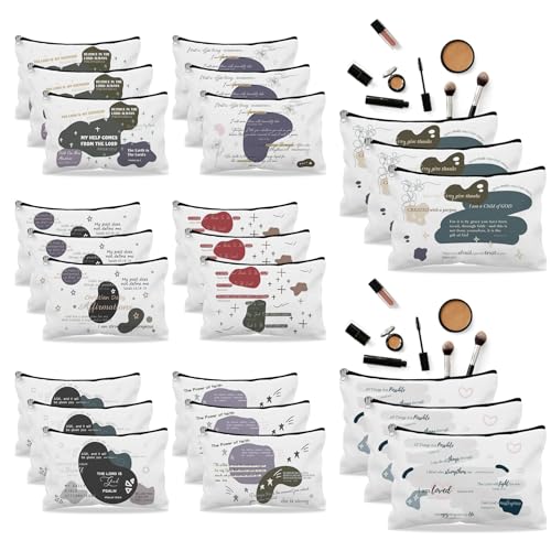 16 Pcs Christian Cosmetic Bags Bulk Christian GIfts for Women Bible Verse Makeup Bags Inspirational Pencil Pouch Makeup Bags for Travel Motivational Religious Journaling Motivational Supplies