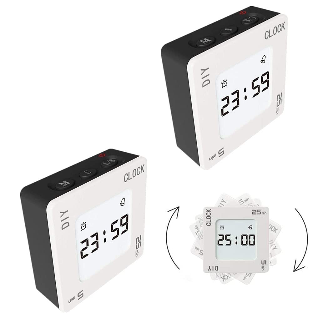 2Pcs Digital Cuisine Timer Flip Modifier la Fonc Compte à rebours Minuterie Gestion du Temps avec Une Alarme Forte for la Cuisine et la Cuisson des Sports de Classe