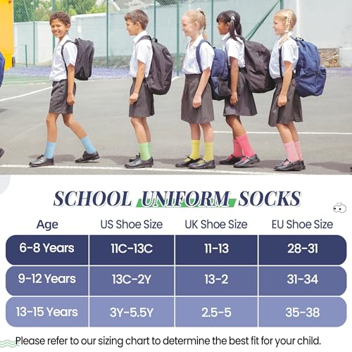 Image of Velice Unisex Little Kids Youth Boys Girls Socks Soft Cotton Dress School Uniform Seamless Black White Crew Sock 10 Pairs