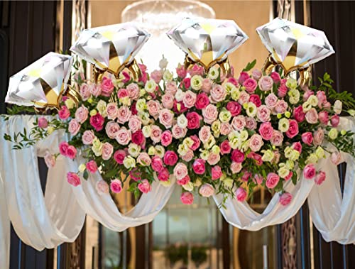 Image of 2Pcs Diamond Ring Aluminum Balloon,Wedding Bridal Shower Marriage Engagement Party Supplies (Pack of 2)