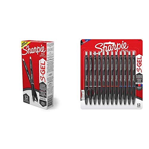 Sharpie S-Gel, Gel Pens, Bold Point (1.0mm), Black Ink Gel Pen, 12 Count & S-Gel, Gel Pens, Medium Point (0.7mm), Assorted Colors, 12 Count