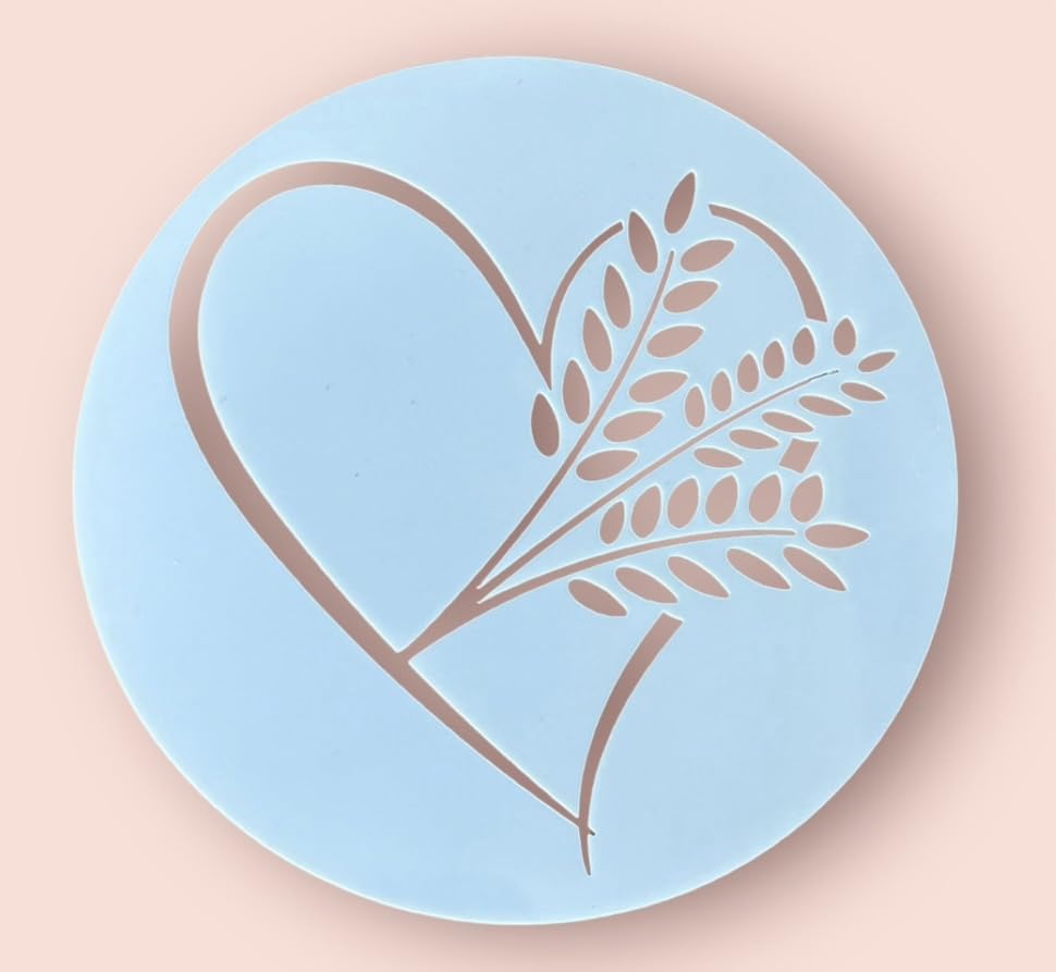 Heart and Wheat Design Sourdough Bread Stencil, Round Decorative Baking Template