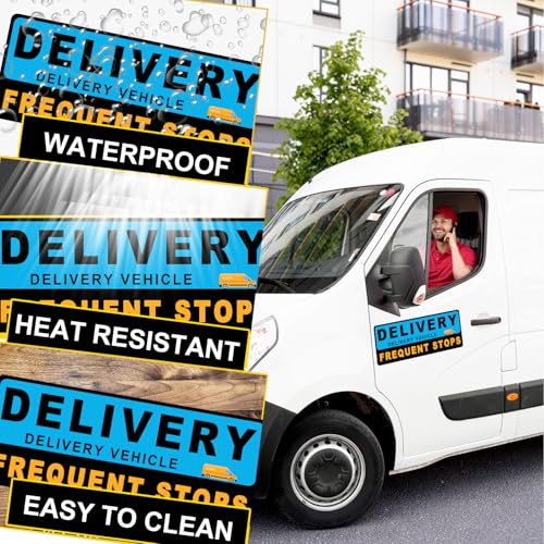 Image of 2 Pack Delivery Driver Car Magnet Signs, Delivery Vehicle Magnetic Car Sign, Reflective Delivery Driver Magnet for Car Frequent Stops (Blue-2 Pack)