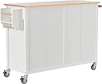 Vista 101 de LUMISOL Carrito de isla de cocina con ruedas de bloqueo con 2 cajones y 4 gabinetes, isla de cocina rodante con estantes ajustables, mesa de madera