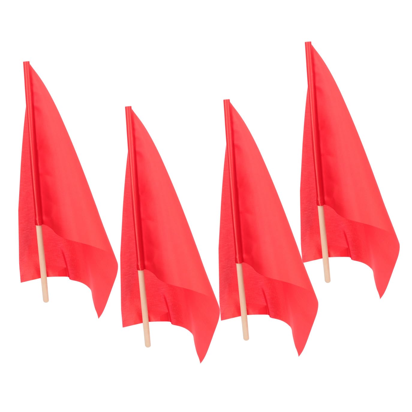 Toyvian Bandierine da Arbitro Rosse in Poliestere e Legno 4 Pezzi 30x40cm Facile da Trasportare e Resistenti per Segnalazione Gare Sportive