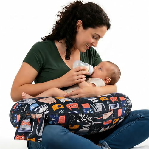 Image of x-vesolje Plus Size Nursing Pillow Wider Support, Breastfeeding Pillow with Adjustable Strap Fit All Body Type, Ergonomic Breast Feeding Pillow, Baby Feeding Pillow for Mom- Max Size /Kitty