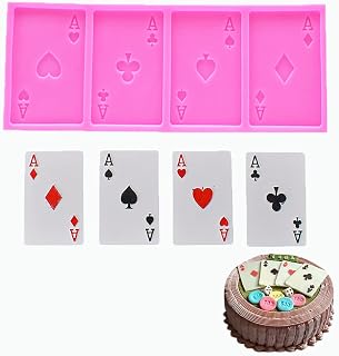 4 Aces Poker Cards King Fried Silicone Mold for DIY Fondant Candy Making Chocolate Molds Desserts Ice Cube Gum Clay Biscuit Plaster Resin Cupcake Topper Cake Decor Moulds