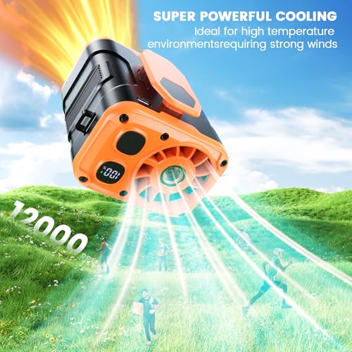 Image of coldSky Upgrade Portable Waist Fan Clip On, 10000mAh Rechargeable Wearable Belt /Neck Personal Fan with Light, 5 Speeds Strong Airflow Cooling for Outdoor Jobsite Camping Travel