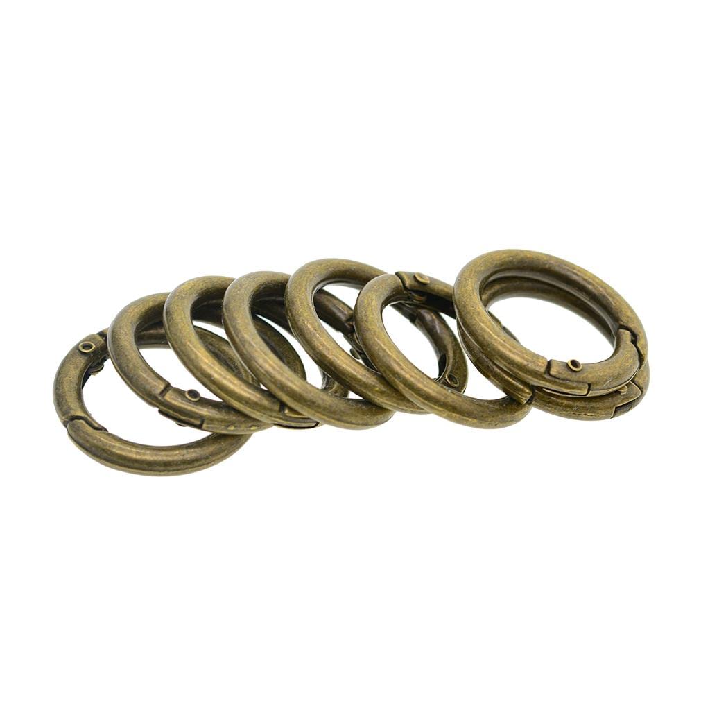 10 set da 10 pezzi 28 mm rotondi a molla moschettone portachiavi portachiavi bronzo