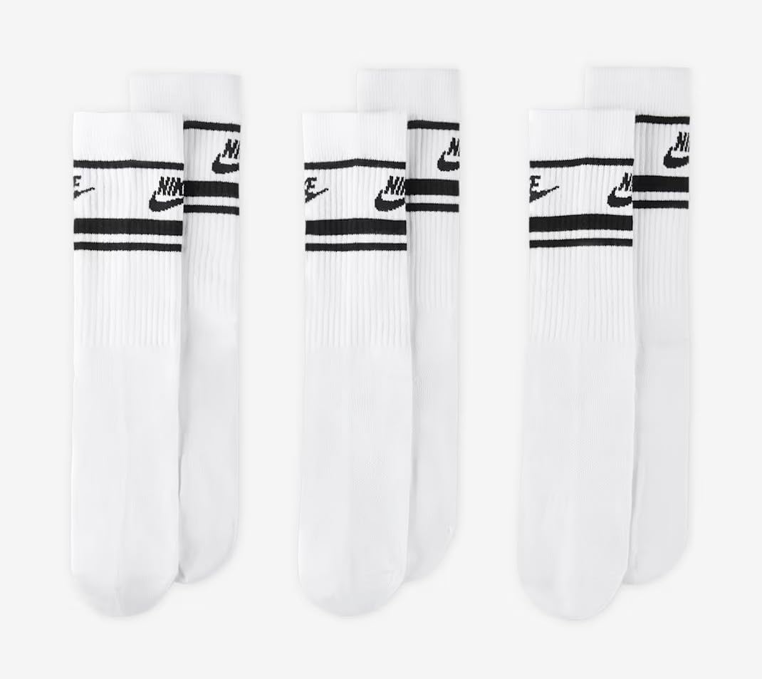 Nike Unisex Sportswear Dri-Fit Everyday Essential Crew Socks - 3 Pack