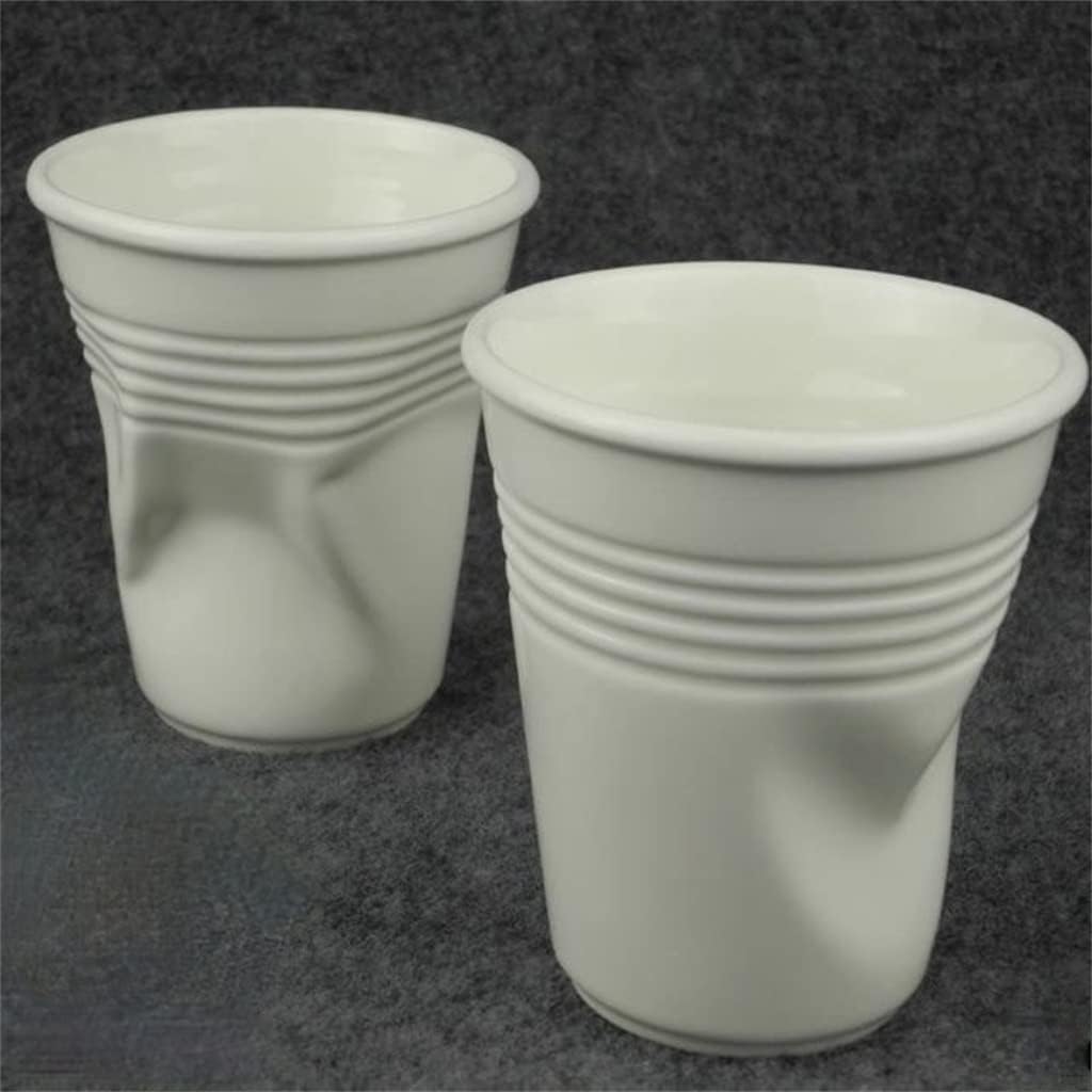 Crumpled water cup with ceramic short porcelain coffee breakfast milk tea