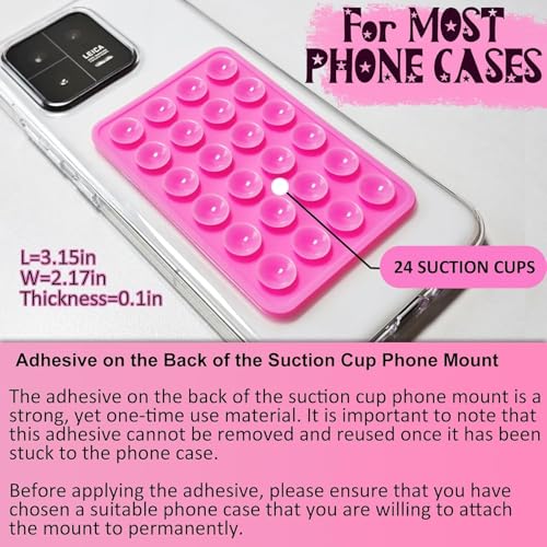Image of 2Pcs-Black Suction Phone Case, Phone Suction Sticker, Silicone Suction Phone Case for Hands-Free Mobile Accessory Holder Grip, Video Phone Accessory Compatible Mirror, Shower (Baby Pink)
