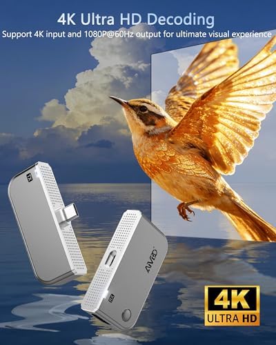 2026 Upgraded Type-C Wireless HDMI Transmitter & Receiver 4K, 5.8G+2.4G HDMI Wireless Extender 165FT/50M, Plug & Play Video Audio from Phone/Tablet/Laptop/PC to Monitor/Projector/TV - 3