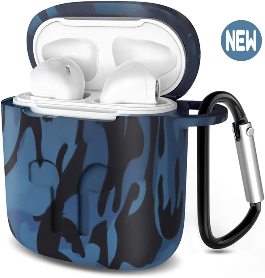 Sophili Premium Silicone AirPods Case Compatible with AirPods 1st and 2nd Shockproof Protective Case with Anti-Lost Carabiner