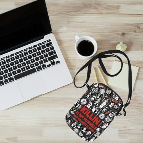 Clown Movie Merchandise Inspired Crossbody Bag Killer Horror Movie Lover Gift Art Gift Scary Clown Character Bag(BusinessGoodCrossBlk)4