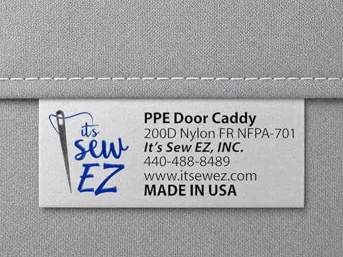 Image of It's Sew EZ Personal Protection Equipment PPE Isolation Door Caddy, 6 Pockets, NFPA-701 Fire Retardant Nylon Oxford, Two Stainless Steel Hooks Included, Silver