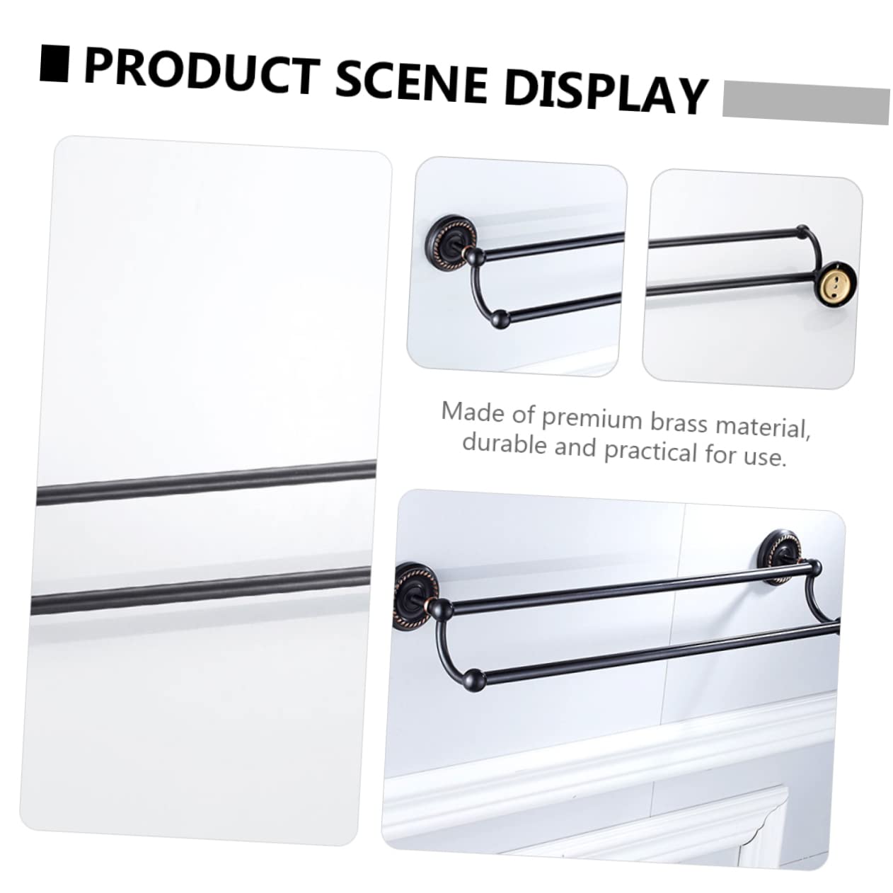 Cabilock Toallero De Baño De Diseño Moderno Toallero Doble De Pared Hecho De Latón Negro Soporte para Toallas Doble Barra para Toallas para Cocina y Baño