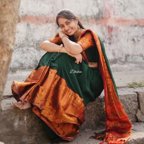 Image of Narayanpet Pure Cotton Avani Border Saree for Women with Running Blouse | Tassels | Traditional Woven Solid Design | Handloom Weave