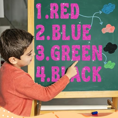 Image of Bulletin Board Letters 74 PCS Glitter Letter Stickers Large 5 Inch, Magenta | 12 Sheets,Alphabet Number Stickers,Self-Adhesive,Sticker Letters for Poster Board,Classroom,Display,Mailbox,Craft,Party Decor