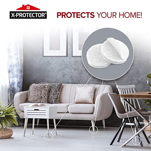 Image of Felt Furniture Pads X-PROTECTOR - 48 Premium Felt Pads Floor Protector - Chair Felts Pads for Furniture Feet Wood Floors - Best Furniture Pads for Hardwood Floors - Protect Your Hard Floors! (White)